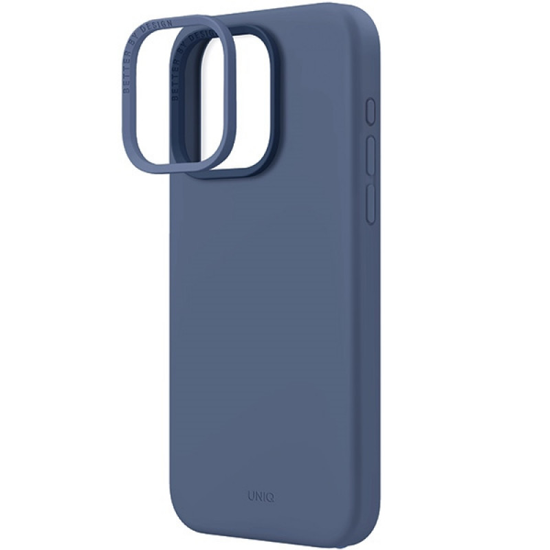 Capa UNIQ Lino Hue para Apple iPhone 15 Pro Max, MagClick Charging, azul-marinho