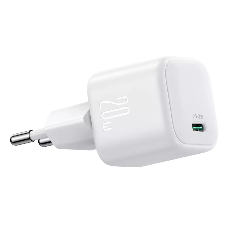 Joyroom TCG08 (JR-TCG08) carregador de viagem GaN, USB-C, 20W, PD 3.0, QC 3.0, branco