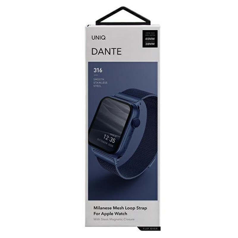 Pulseira UNIQ Dante em aço inoxidável para Apple Watch 4/5/6/7/SE 40/41 mm, azul-marinho