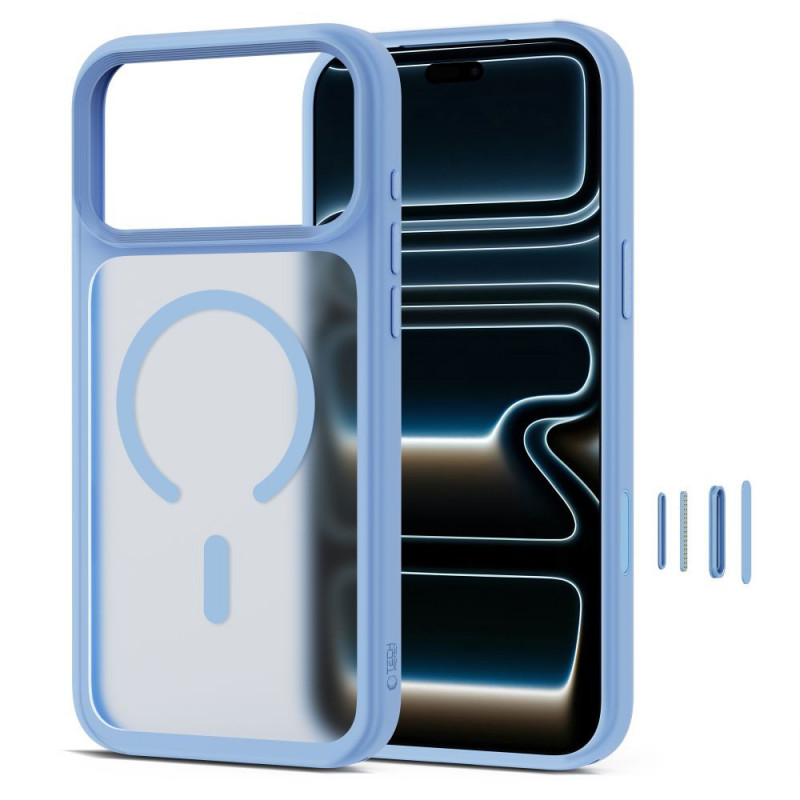 Capa Tech-Protect Magmat MagSafe CC para Apple iPhone 17 Pro Max / 18 Pro Max, azul-claro mate