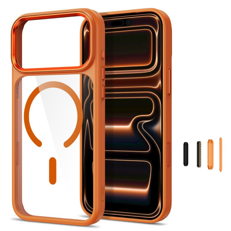 Capa Tech-Protect Magmat MagSafe CC para Apple iPhone 17 Pro / 18 Pro, Cosmic Orange / transparente