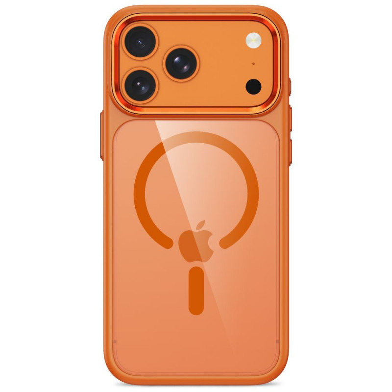 Capa Magmat MagSafe CC Tech-Protect para Apple iPhone 17 Pro Max / 18 Pro Max, laranja cósmica / transparente