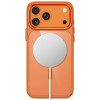 Capa Magmat MagSafe CC Tech-Protect para Apple iPhone 17 Pro Max / 18 Pro Max, laranja cósmica / transparente