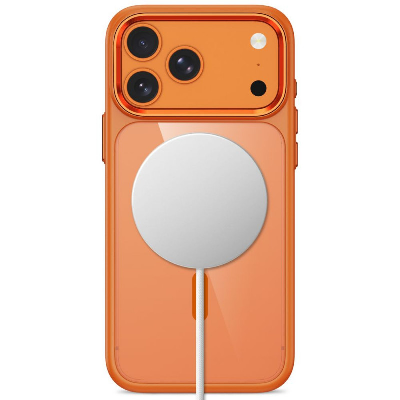 Capa Magmat MagSafe CC Tech-Protect para Apple iPhone 17 Pro Max / 18 Pro Max, laranja cósmica / transparente