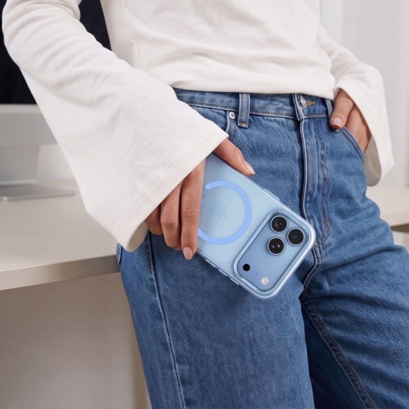 Capa MagZero MagSafe Tech-Protect para Apple iPhone 17 Pro Max / 18 Pro Max, azul-claro mate