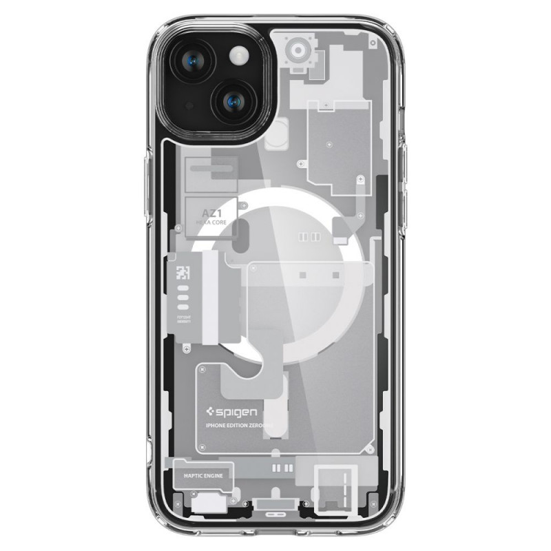 Capa Spigen Ultra Hybrid Mag com MagSafe para Apple iPhone 15 Plus / 14 Plus, Zero One, branca