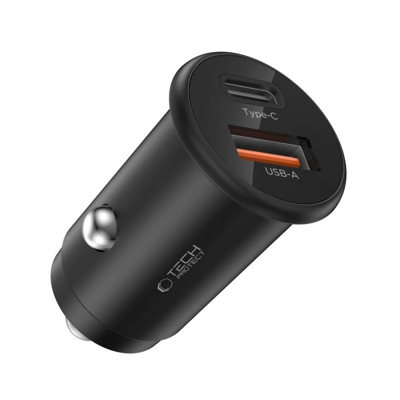 Tech-Protect CC02 Carregador de automóvel de 2 portas USB-A / USB-C, PD 35W / QC 3.0, preto (THP4079)