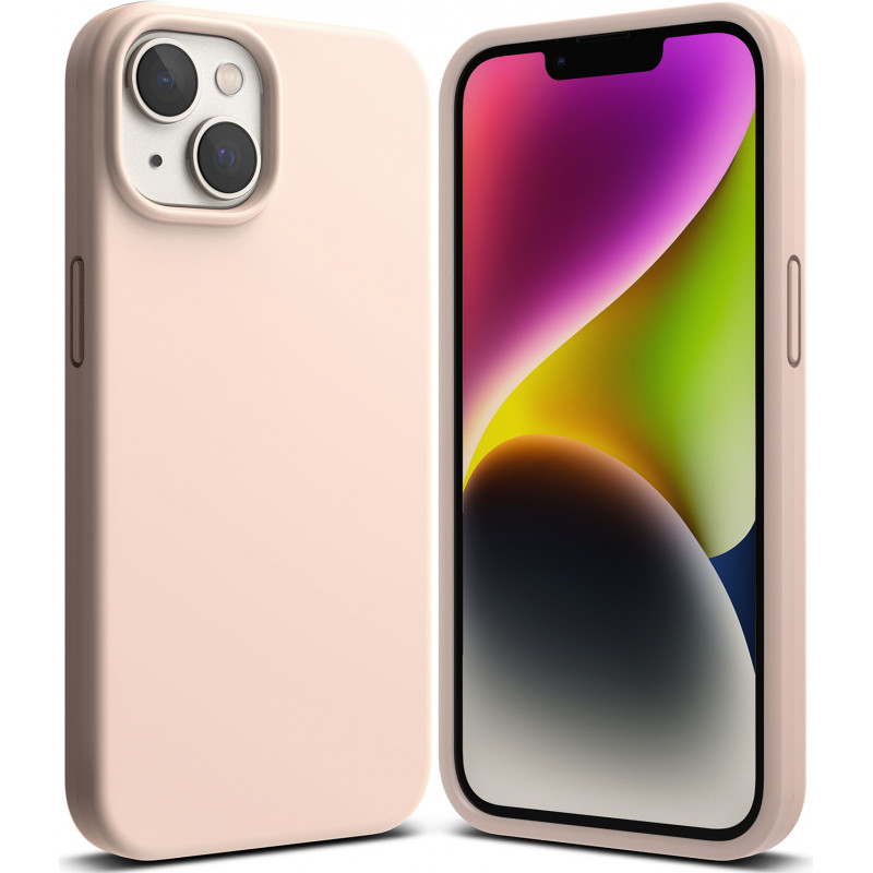 Capa de silicone Ringke para Apple iPhone 14 Plus / 15 Plus, rosa areia