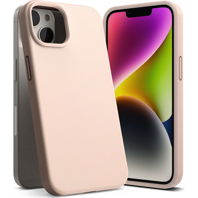 Capa de silicone Ringke para Apple iPhone 14 Plus / 15 Plus, rosa areia