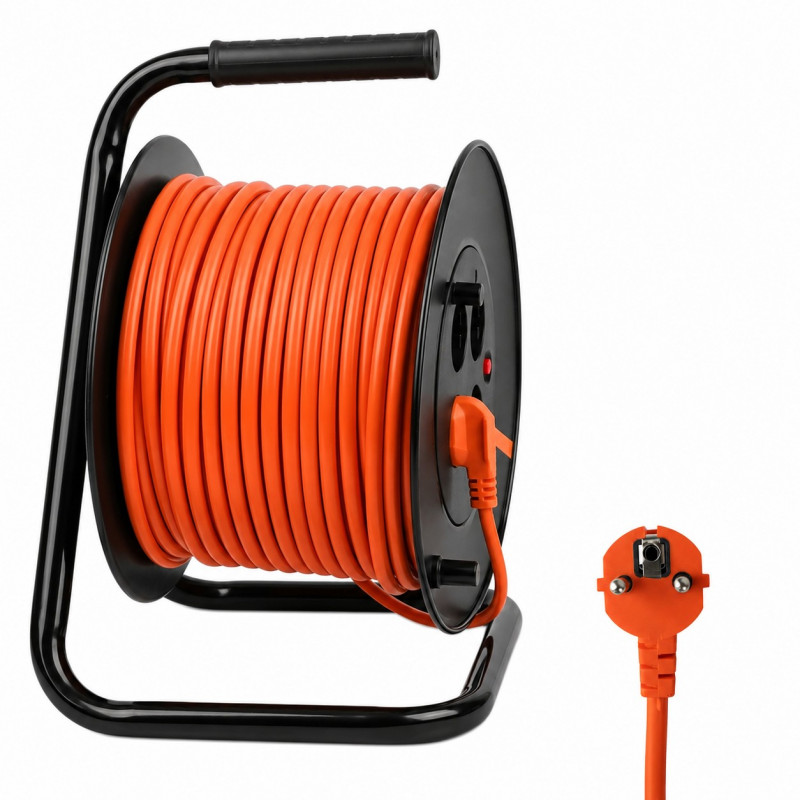 Extensão com tambor Extralink Powerlink, 30 m, 4 tomadas, com terra