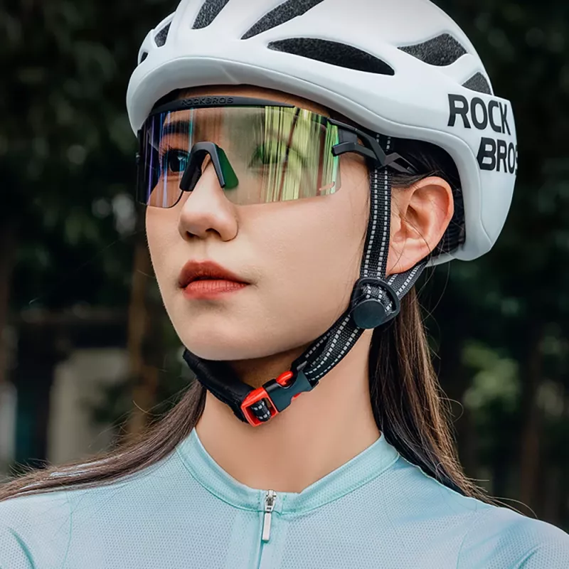 Óculos de ciclismo fotocromáticos Rockbros com proteção UV e inserto corretivo, pretos
