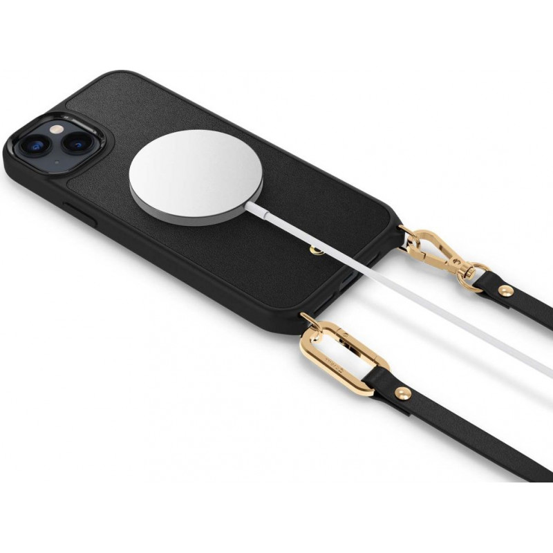 Capa MagSafe com alça Spigen Cyrill Classic Charm Mag (ACS04948) para Apple iPhone 14 Plus / 15 Plus, preta