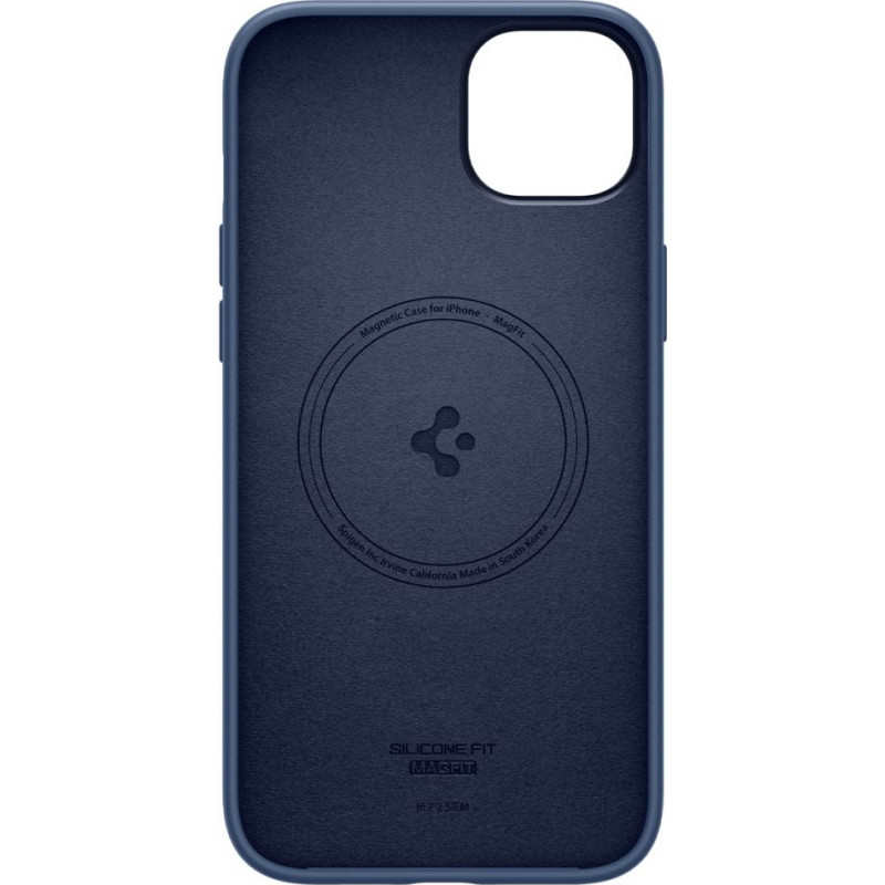 Capa MagSafe Spigen Silicone Fit Mag (ACS04921) para Apple iPhone 14 Plus / 15 Plus, azul-marinho
