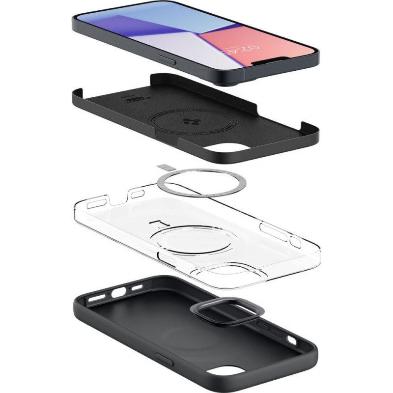 Capa MagSafe Spigen Silicone Fit Mag (ACS04920) para Apple iPhone 14 Plus / 15 Plus, preta