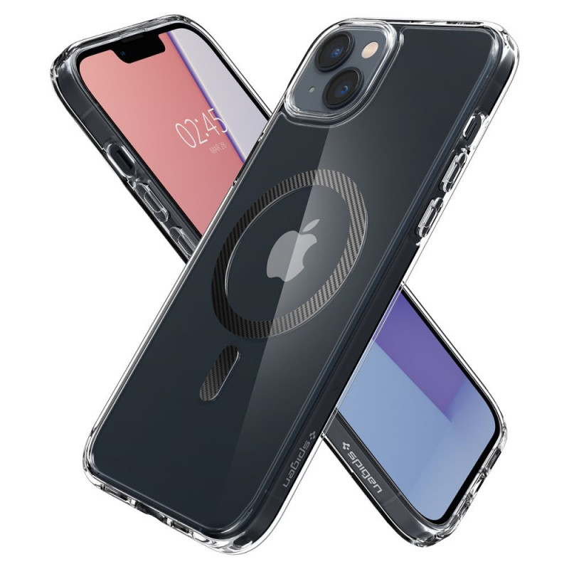 Capa MagSafe Spigen Ultra Hybrid Mag (ACS04904) para Apple iPhone 14 Plus / 15 Plus, fibra de carbono