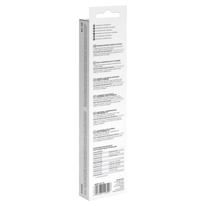 Comando universal de substituição Savio RC-32 para TV Hisense