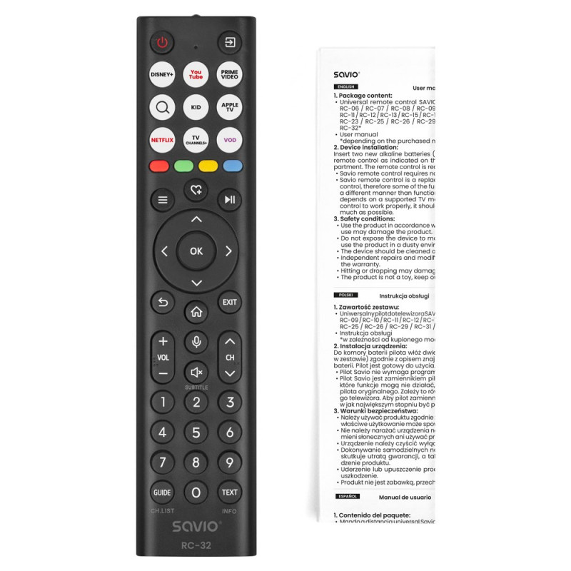 Comando universal de substituição Savio RC-32 para TV Hisense