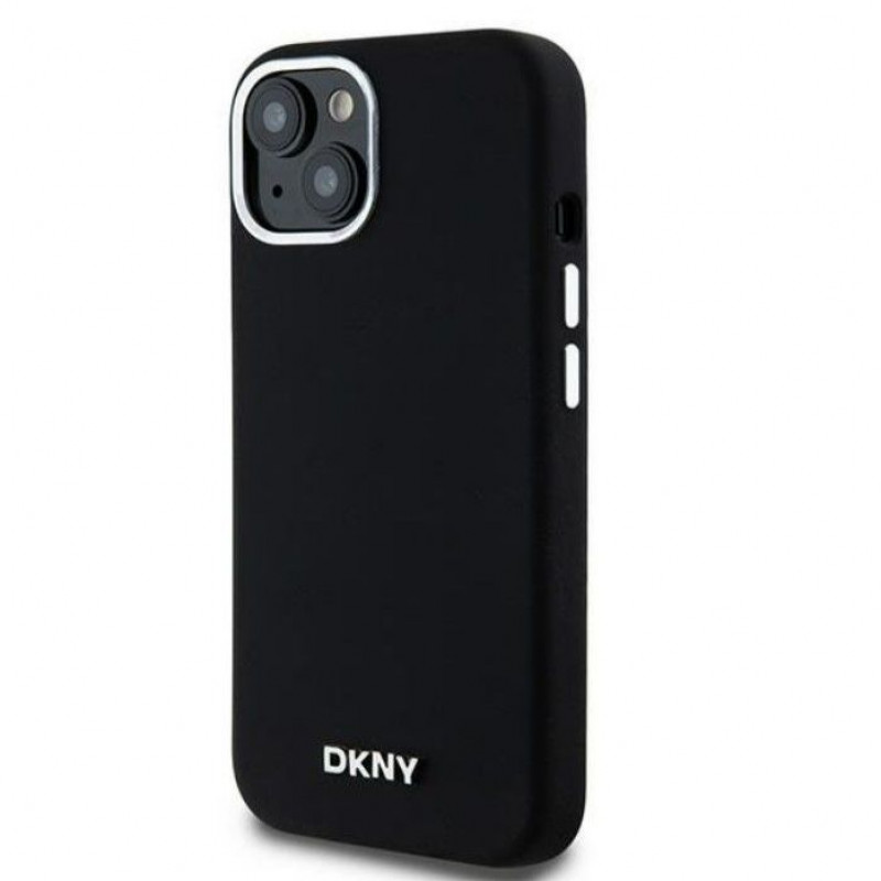 DKNY capa rígida Apple iPhone 15 Liquid Silicone Small Metal Logo MagSafe, preta