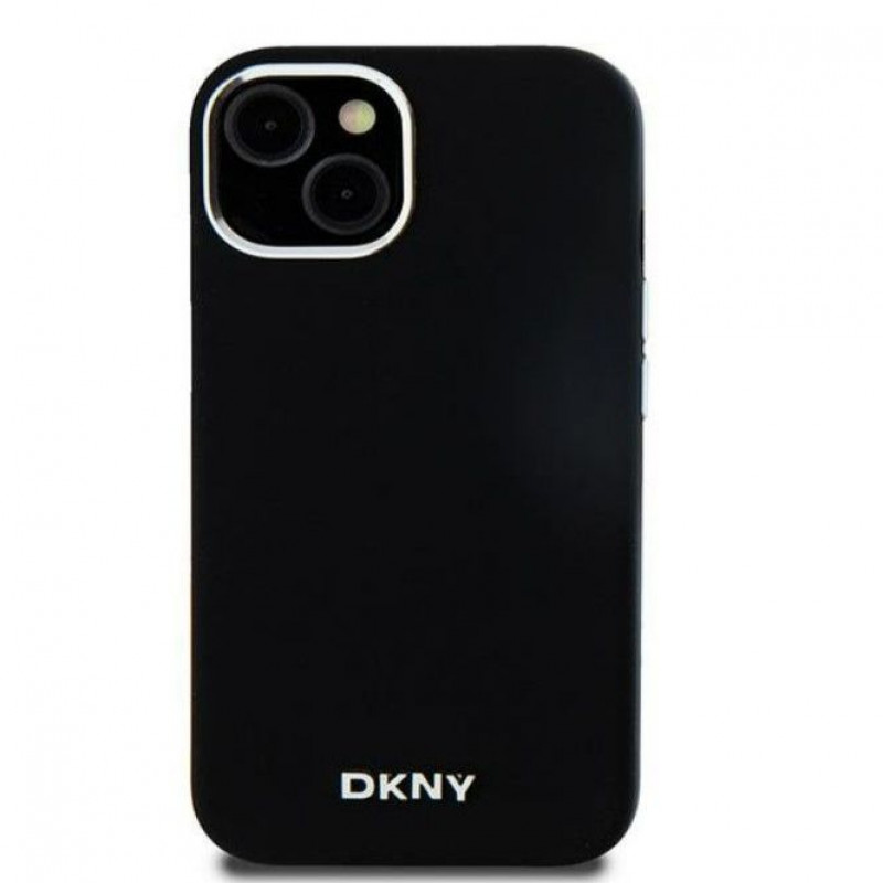 DKNY capa rígida Apple iPhone 15 Liquid Silicone Small Metal Logo MagSafe, preta