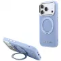Capa Karl Lagerfeld Ring Stand 360 Saffiano Classic Logo MagSafe para Apple iPhone 18 Pro / 17 Pro, azul-claro (KF003175)