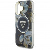 Capa MagSafe Guess Glitter Flowers Triangle Buttons para Apple iPhone 16, preta