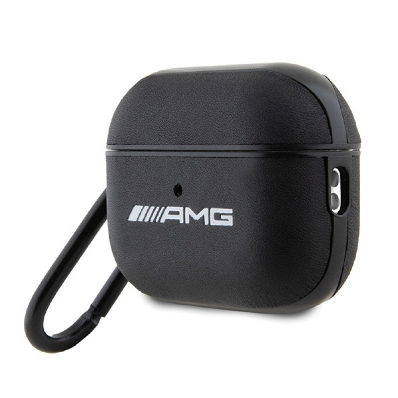 Capa Mercedes-AMG AMAP2SLWK Leather Big Logo para Apple AirPods Pro 2 (2022/2023), preta, logótipo branco