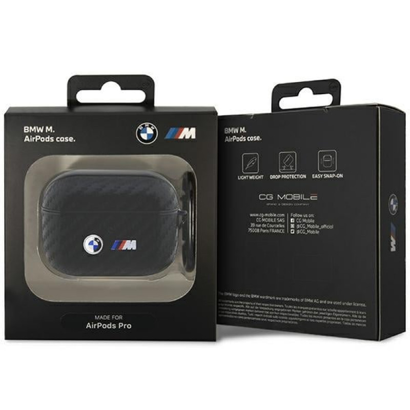 Capa BMW BMAPWMPUCA2 Carbon Double Metal Logo para Apple AirPods Pro, preta