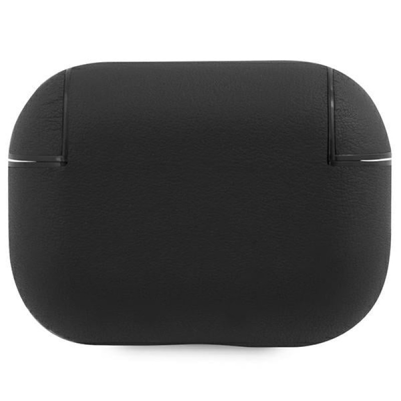 Capa Signature BMW BMAP2SSLBK para Apple AirPods Pro 2 (2022/2023), preta, pele genuína, logótipo prateado