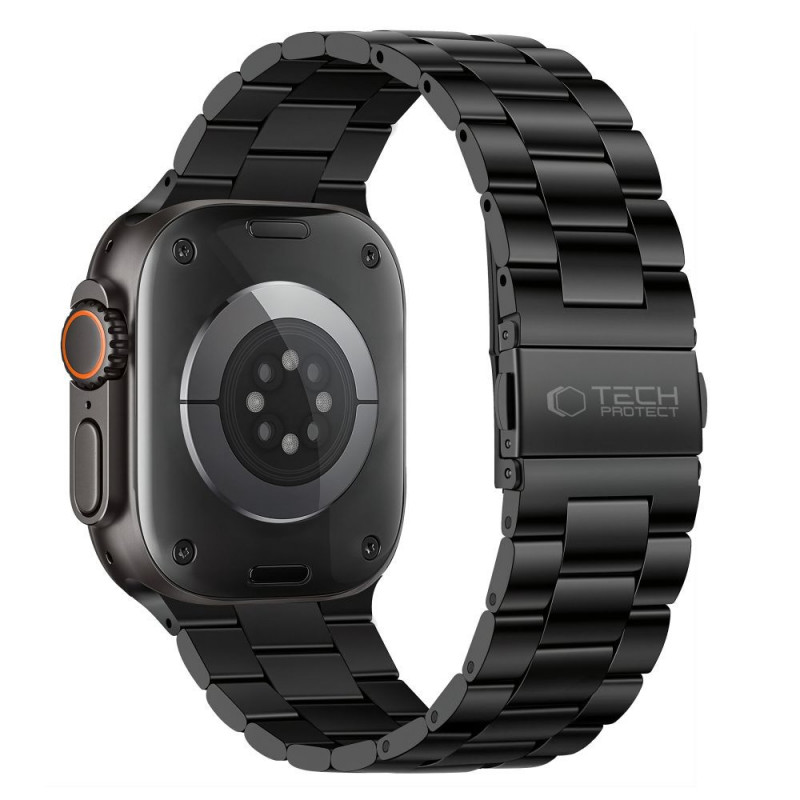 Pulseira de aço inoxidável Tech-Protect Stainless THP6099 para Apple Watch 8 / 9 / 10 / 11 / 12 / SE / Ultra 44/45/46/49 mm, preta
