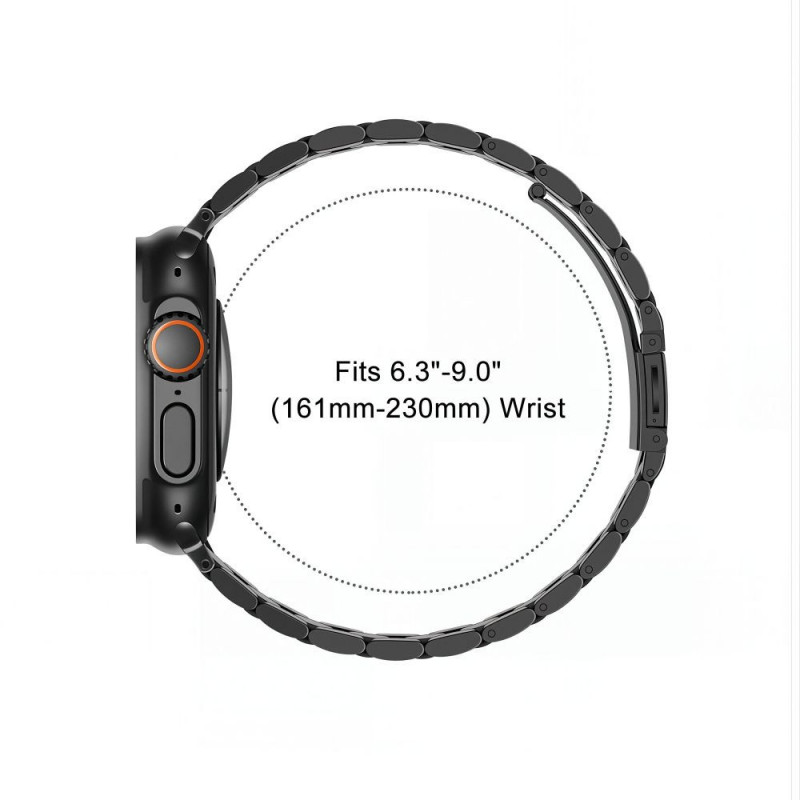 Pulseira de aço inoxidável Tech-Protect Stainless THP6099 para Apple Watch 8 / 9 / 10 / 11 / 12 / SE / Ultra 44/45/46/49 mm, preta