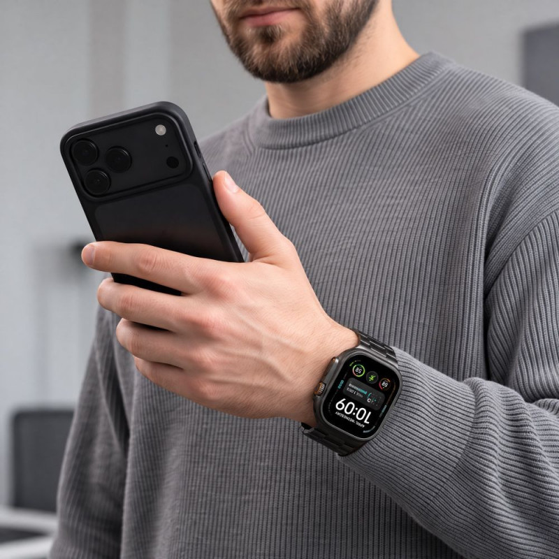 Pulseira de aço inoxidável Tech-Protect Stainless THP6099 para Apple Watch 8 / 9 / 10 / 11 / 12 / SE / Ultra 44/45/46/49 mm, preta