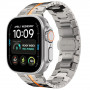Pulseira de aço inoxidável Tech-Protect Stainless THP6100 para Apple Watch 8 / 9 / 10 / 11 / 12 / SE / Ultra 44/45/46/49 mm, titânio/laranja