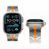 Pulseira de aço inoxidável Tech-Protect Stainless THP6100 para Apple Watch 8 / 9 / 10 / 11 / 12 / SE / Ultra 44/45/46/49 mm, titânio/laranja