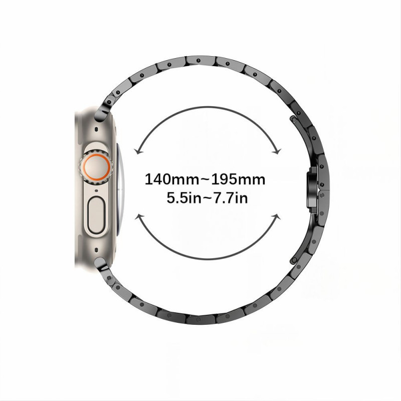 Pulseira de aço inoxidável Tech-Protect Stainless THP6100 para Apple Watch 8 / 9 / 10 / 11 / 12 / SE / Ultra 44/45/46/49 mm, titânio/laranja