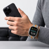 Pulseira de aço inoxidável Tech-Protect Stainless THP6100 para Apple Watch 8 / 9 / 10 / 11 / 12 / SE / Ultra 44/45/46/49 mm, titânio/laranja