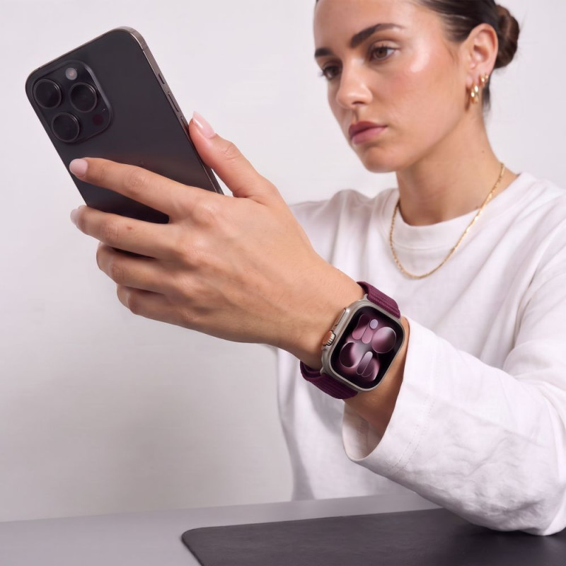 Pulseira Tech-Protect Nylonloop para Apple Watch 8 / 9 / 10 / 11 / 12 / SE / Ultra 44/45/46/49 mm, Deep Burgundy