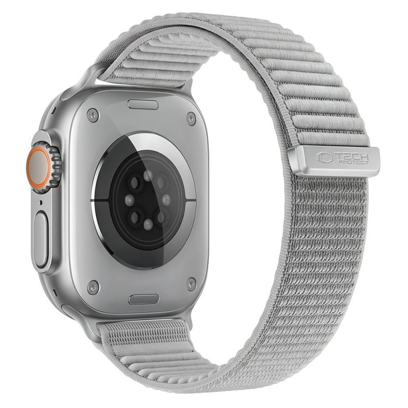 Pulseira Tech-Protect Nylonloop para Apple Watch 8 / 9 / 10 / 11 / 12 / SE / Ultra 44/45/46/49 mm, cinzento-claro