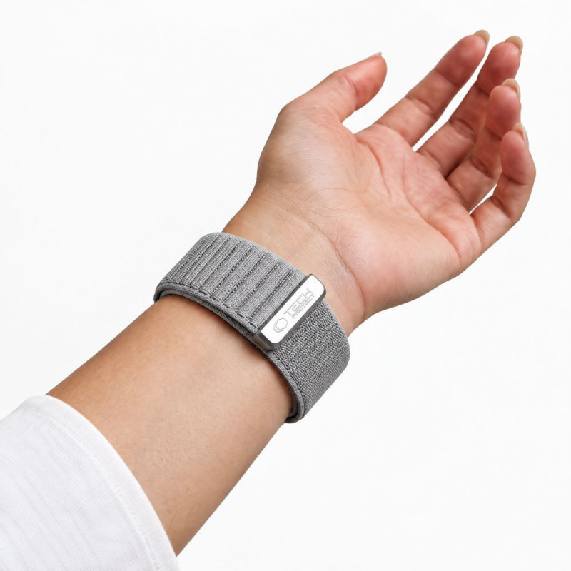 Pulseira Tech-Protect Nylonloop para Apple Watch 8 / 9 / 10 / 11 / 12 / SE / Ultra 44/45/46/49 mm, cinzento-claro