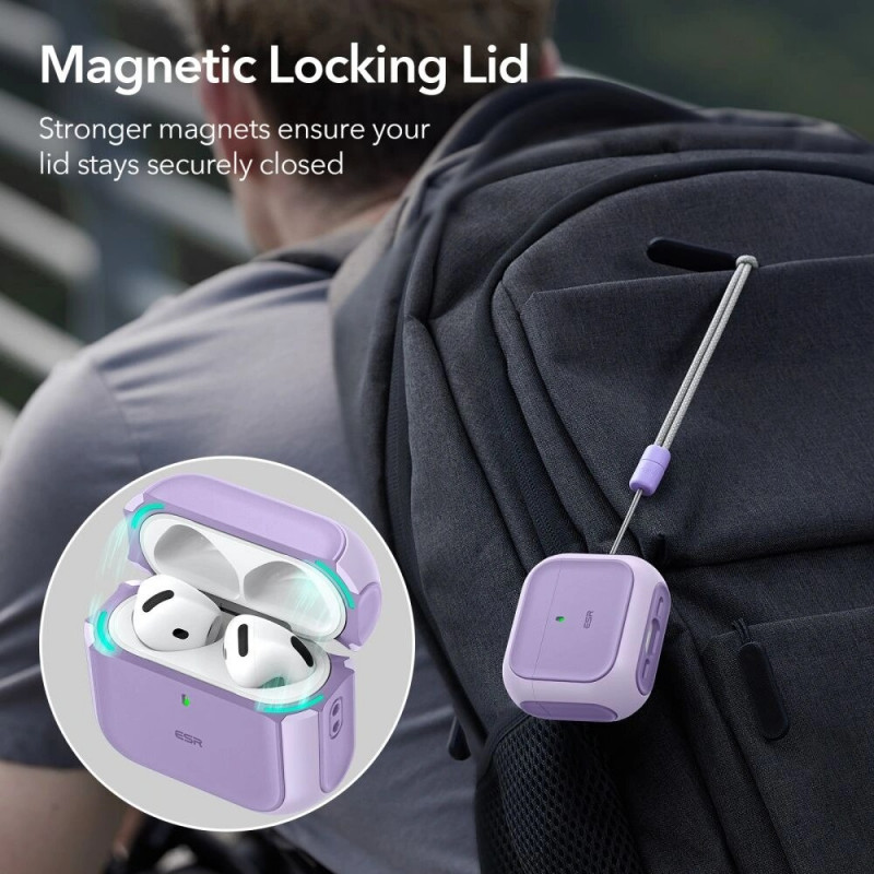 Capa ESR Orbit HaloLock MagSafe para Apple AirPods 4, roxa