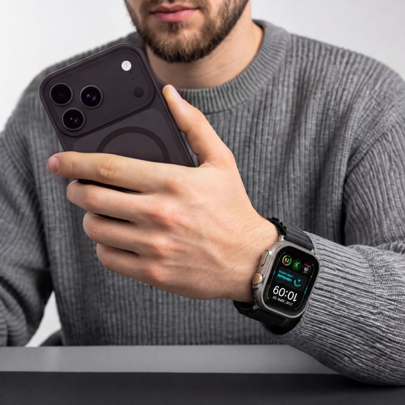 Pulseira para Apple Watch 8 / 9 / 10 / 11 / 12 / SE / Ultra 44/45/46/49 mm Tech-Protect Nylon Pro, preta