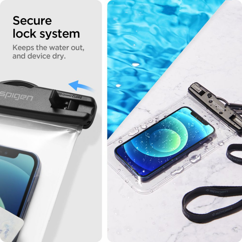 Capa impermeável universal Spigen A601 (2 un.), Crystal Clear