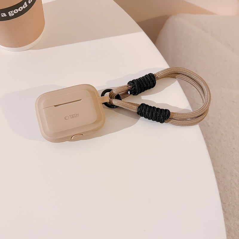 Capa Tech-Protect Silicone Rope para Apple AirPods Pro 1 / 2, Cafe Latte