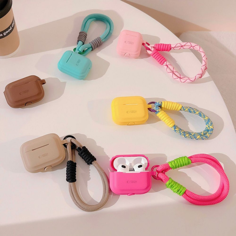 Capa Tech-Protect Silicone Rope para Apple AirPods Pro 1 / 2, Cafe Latte