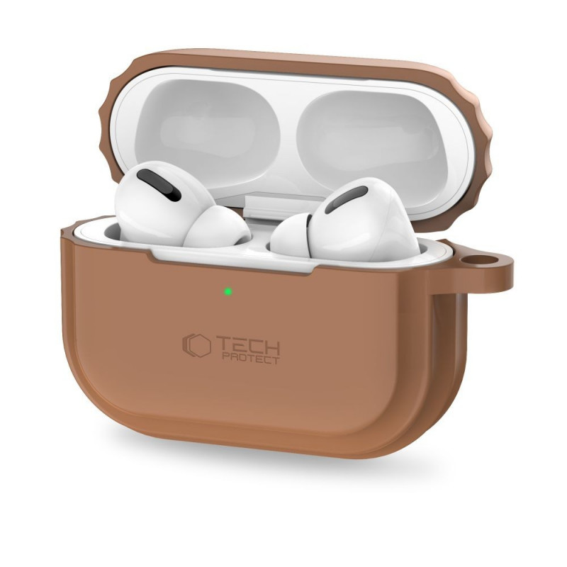 Capa de silicone Rope Tech-Protect para Apple AirPods Pro 1 / 2, castanho chocolate