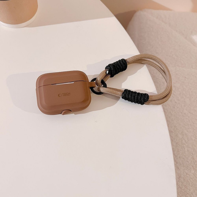 Capa de silicone Rope Tech-Protect para Apple AirPods Pro 1 / 2, castanho chocolate