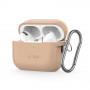 Capa com gancho em silicone Tech-Protect para Apple AirPods Pro 1 / 2, Cafe Latte