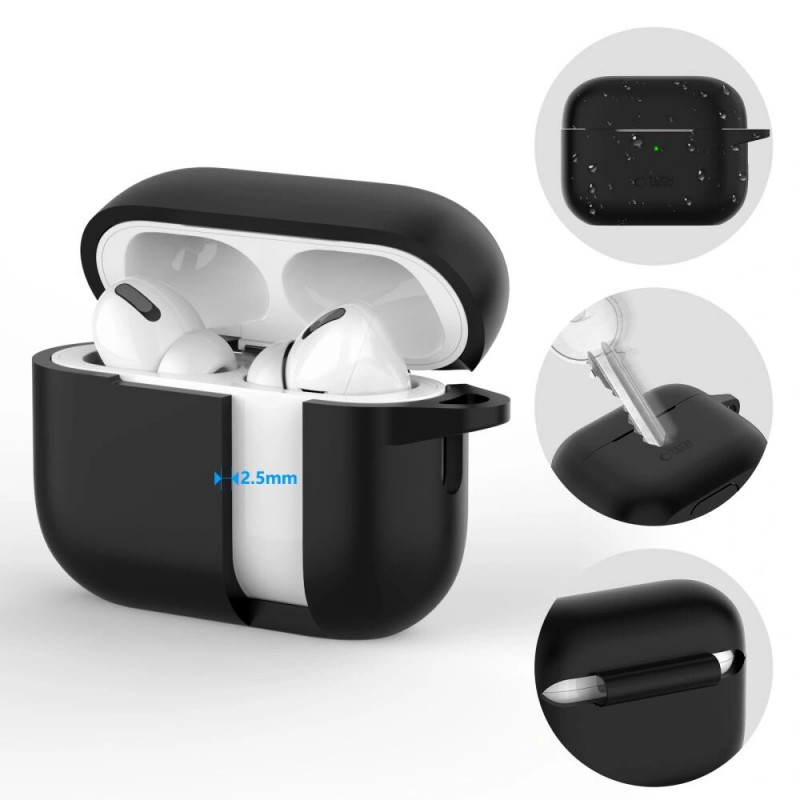 Capa com gancho em silicone Tech-Protect para Apple AirPods Pro 1 / 2, Cafe Latte