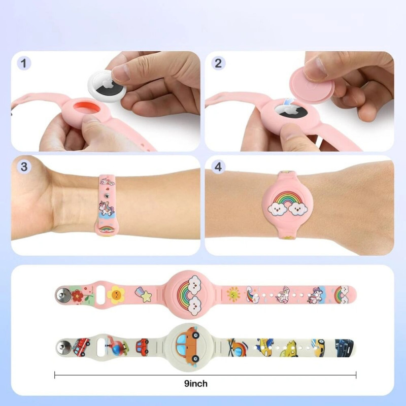 Tech-Protect Pulseira Smooth para Crianças para Apple AirTag 1 / 2, Colorida (2 un.)