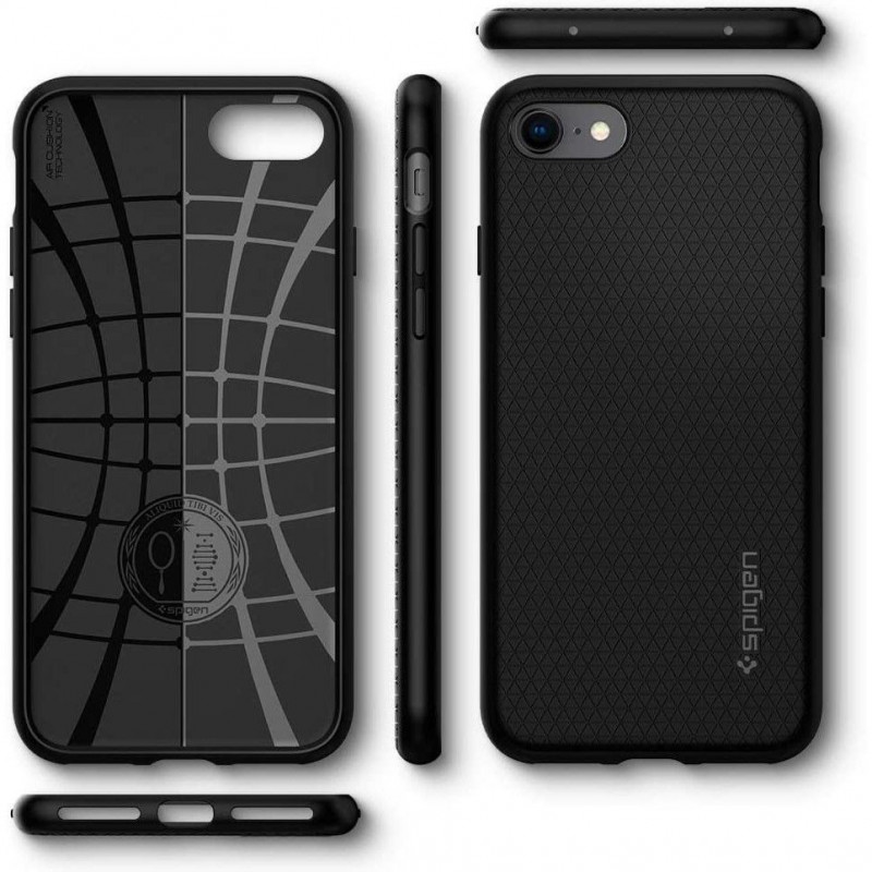 Capa Liquid Air Spigen para Apple iPhone SE 2022 / SE 2020 / 8 / 7, preta