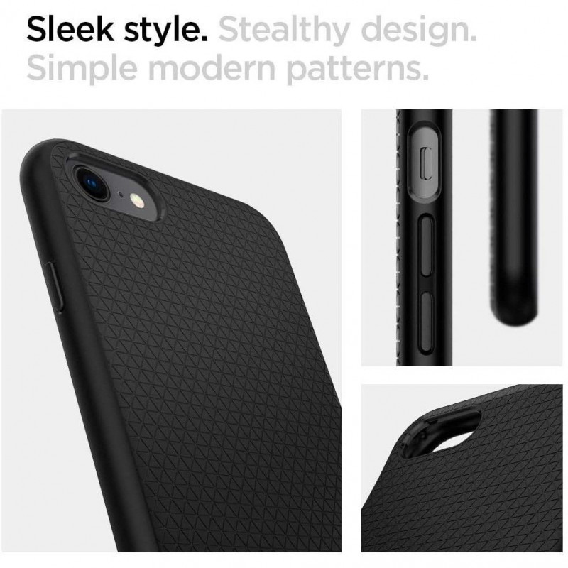 Capa Liquid Air Spigen para Apple iPhone SE 2022 / SE 2020 / 8 / 7, preta